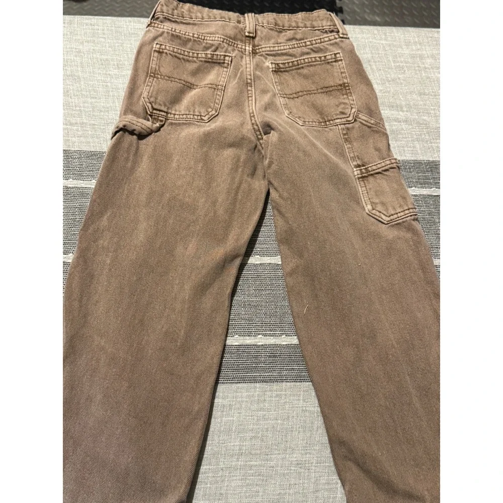 Old Navy Baggy Carpenter Jeans boys‎ Size 7 Brown Denim Pants Cargo Pockets